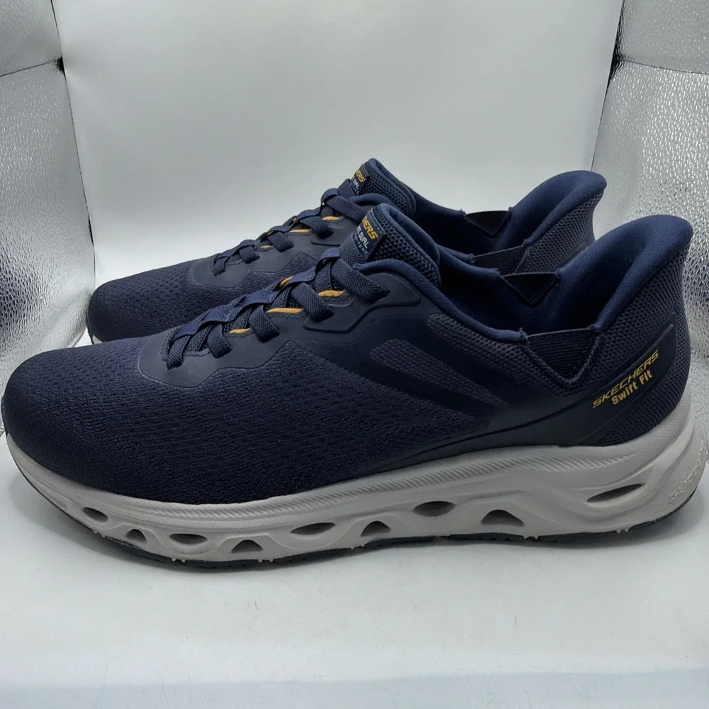 Skechers hands-free swift Fit men's Slip On Navy No Bending Shoe. Size 13